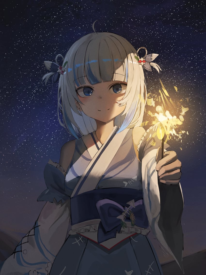 gawr gura (hololive and 1 more) drawn by moji_(m_0j_4)