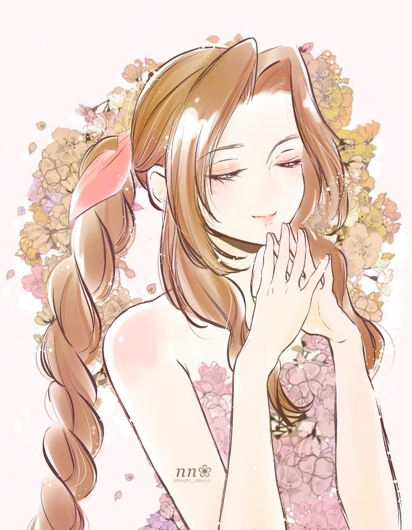 aerith gainsborough (final fantasy and 2 more) drawn by omochi_daisuki