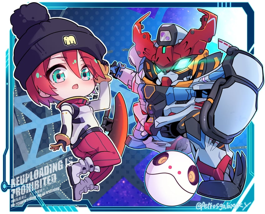 amate yuzuriha, haro, and gquuuuuux (gundam and 2 more) drawn by peteron