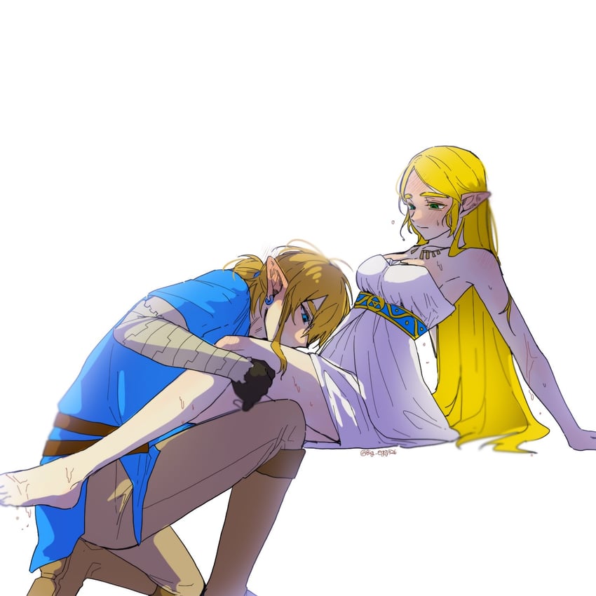 link and princess zelda (the legend of zelda and 1 more) drawn by big_egg526
