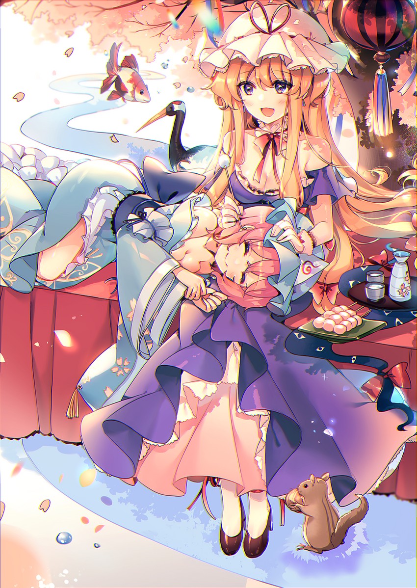 yakumo yukari and saigyouji yuyuko (touhou) drawn by kirero