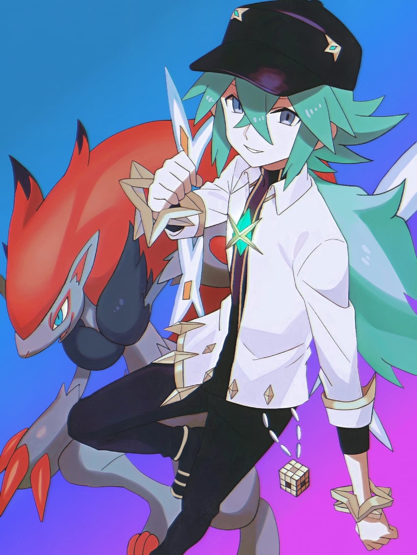 zoroark and n (pokemon and 1 more) drawn by zero_(sleepy_meltan)