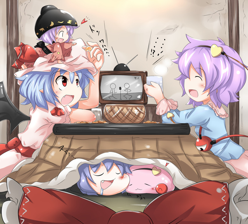 hakurei reimu, remilia scarlet, komeiji satori, and sukuna shinmyoumaru (touhou) drawn by kikurage_(sugi222)