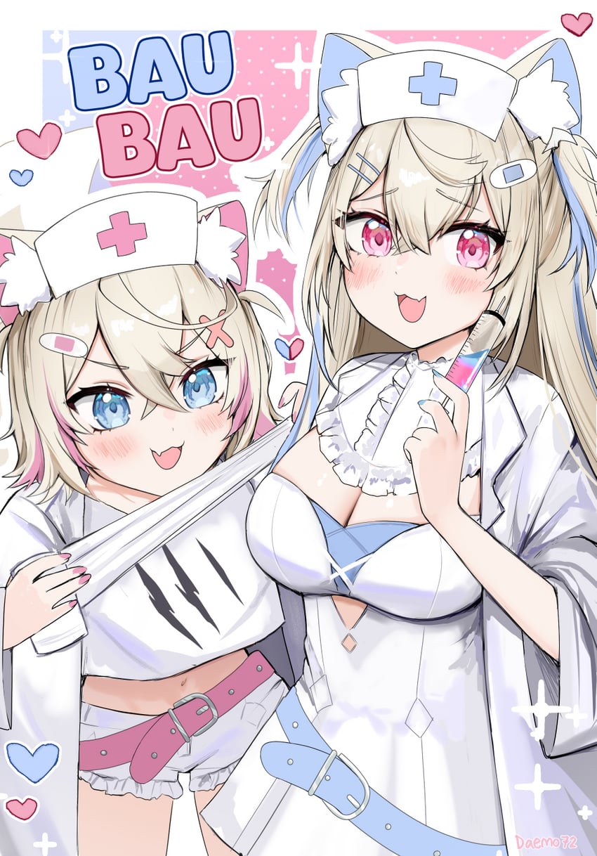 fuwawa abyssgard and mococo abyssgard (hololive and 1 more) drawn by daemo72