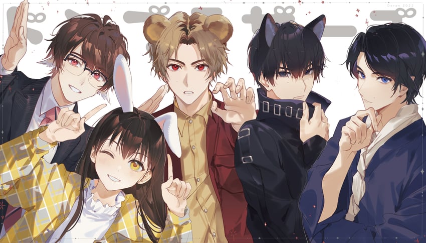 kito haruka, momoi taro, saruhara shin'ichi, inuzuka tsubasa, and kijino tsuyoshi (super sentai and 1 more) drawn by doran_(doran7280)