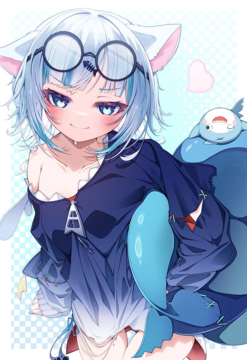 gawr gura and bloop (hololive and 1 more) drawn by sho_me_1853