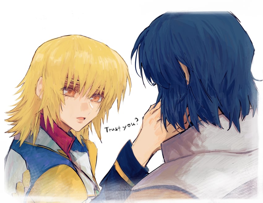 cagalli yula athha and athrun zala (gundam and 1 more) drawn by she_(morianosu)