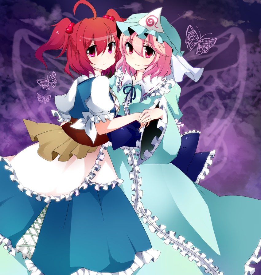 saigyouji yuyuko and onozuka komachi (touhou) drawn by niyasuke_(yama)