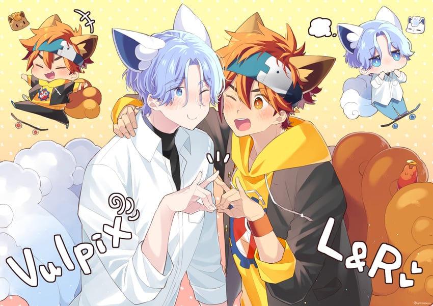 alolan vulpix, vulpix, kyan reki, and hasegawa langa (pokemon and 1 more) drawn by uppi