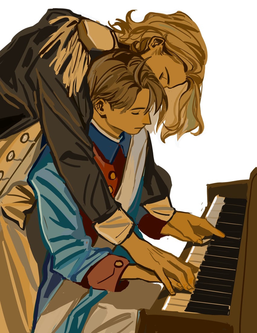 america and france (axis powers hetalia) drawn by pixels_(penelopejo18155)