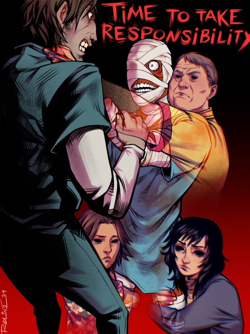 anya, curly, jimmy, daisuke, and swansea (mouthwashing) drawn by relina-ruj