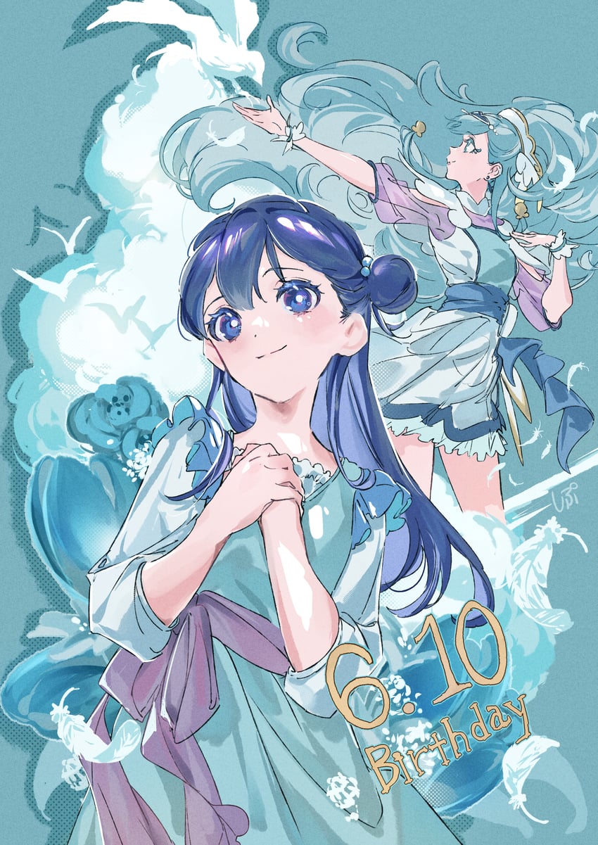 yakushiji saaya and cure ange (precure and 1 more) drawn by shipu_(gassyumaron)