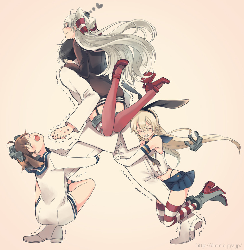 admiral, shimakaze, amatsukaze, yukikaze, and yamamoto keigo (kantai collection) drawn by deco_(geigeki_honey)