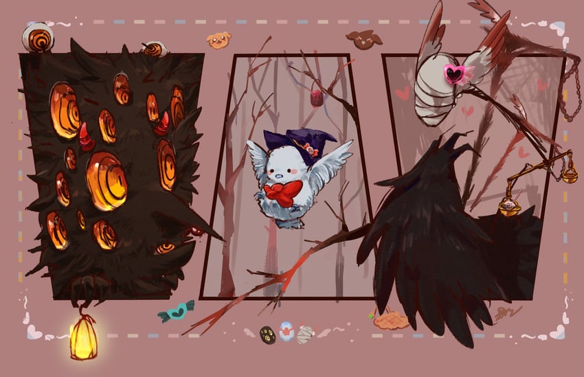 punishing bird, big bird, judgement bird, scorched girl, blue star, and 2 more (project moon and 1 more) drawn by aoruuto