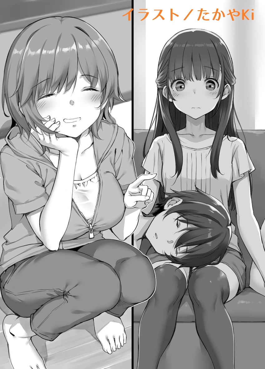 irido yume, irido mizuto, and higashira isana (mamahaha no tsurego ga moto kano datta) drawn by takayaki