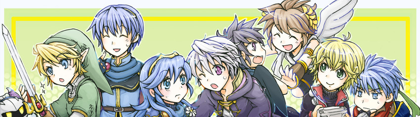 link, lucina, ike, male robin, pit, and 4 more (fire emblem and 13 more) drawn by koharu64