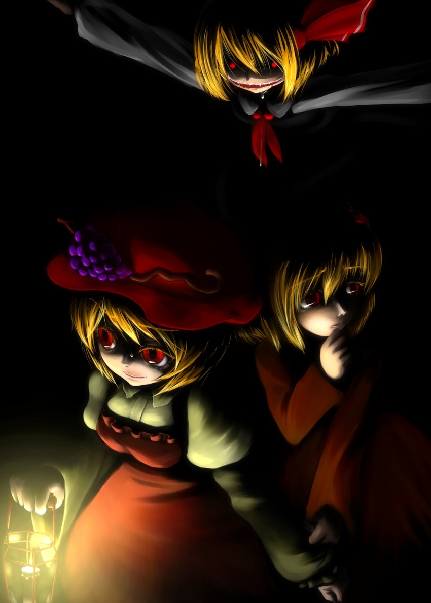 rumia, aki minoriko, and aki shizuha (touhou) drawn by null_(hakugenya)