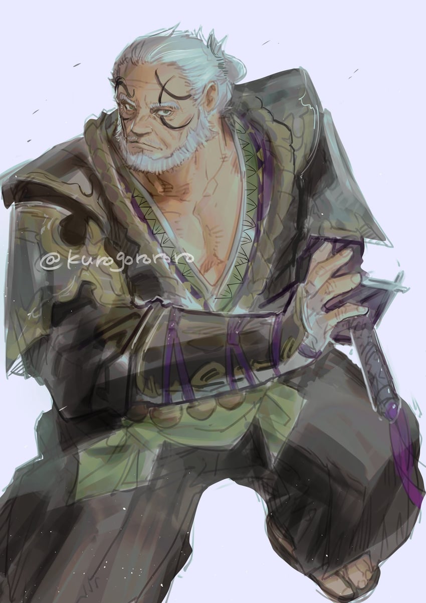 samurai and gosetsu daito (final fantasy and 1 more) drawn by kurogorororo