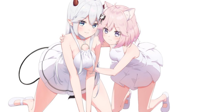 vei and nyatasha nyanners (vshojo) drawn by kinako_mocchi_mochi