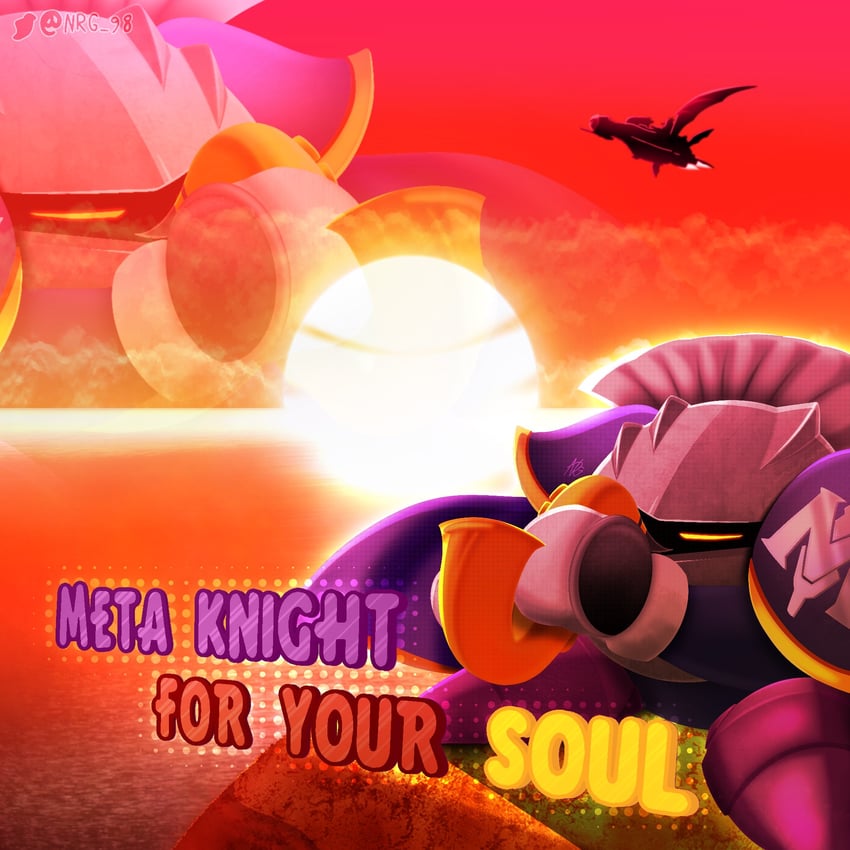 meta knight (kirby and 1 more) drawn by nrg_98
