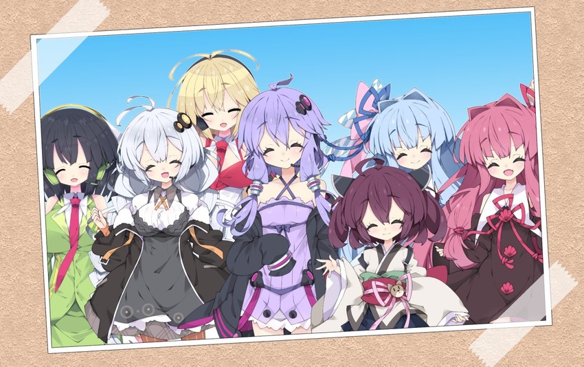 yuzuki yukari, kizuna akari, touhoku kiritan, kotonoha akane, kotonoha aoi, and 2 more (vocaloid and 1 more) drawn by milkpanda