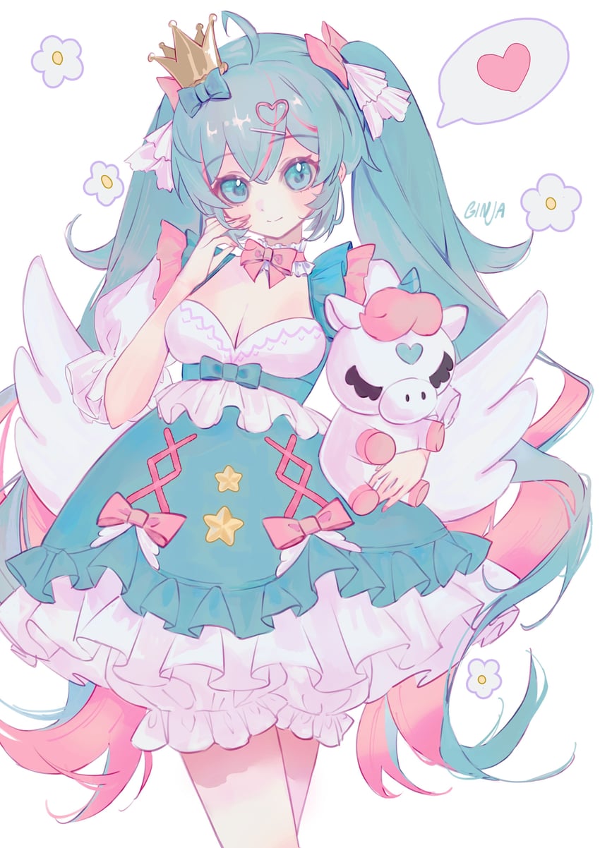 hatsune miku and yumekawa princess miku (vocaloid) drawn by ginja_(ginja_uwu)