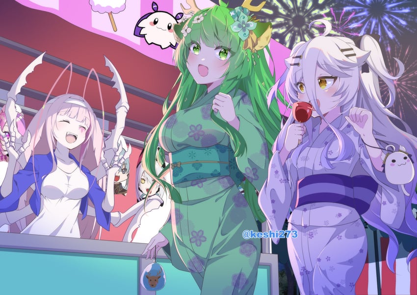 henya the genius, matara kan, haruka karibu, and momo (vshojo) drawn by keshi273