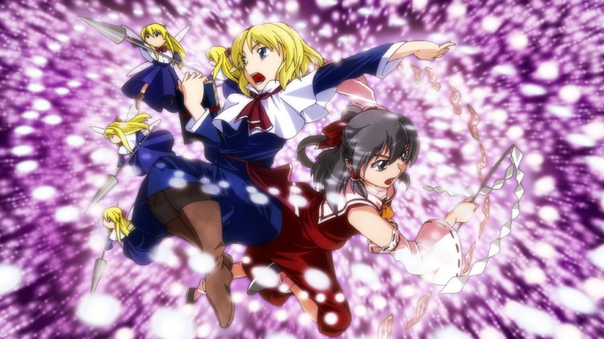 hakurei reimu, alice margatroid, and shanghai doll (touhou) drawn by t-asama