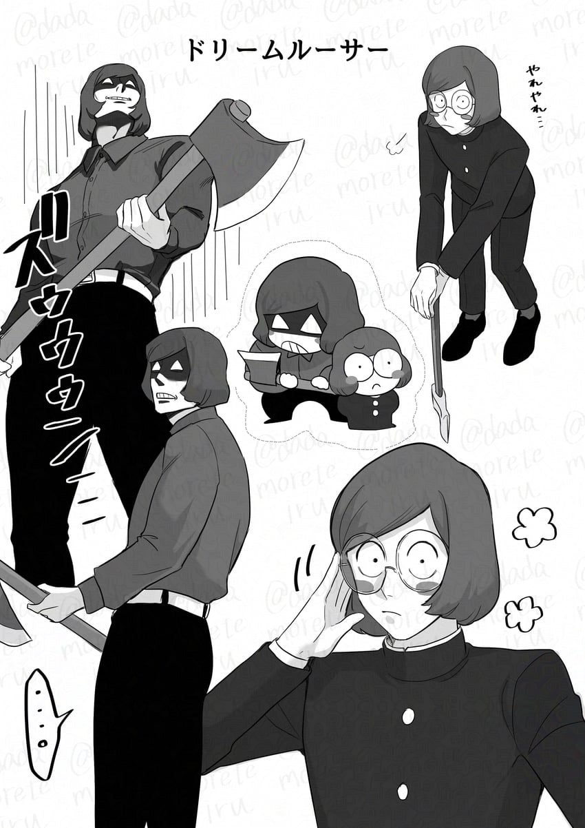 luther von ivory, dream luther, and axe luther (randal's friends) drawn by harunoseki0414