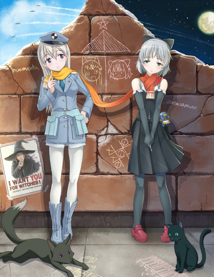 sanya v. litvyak, eila ilmatar juutilainen, and prinny (world witches series and 3 more) drawn by hi-ho-