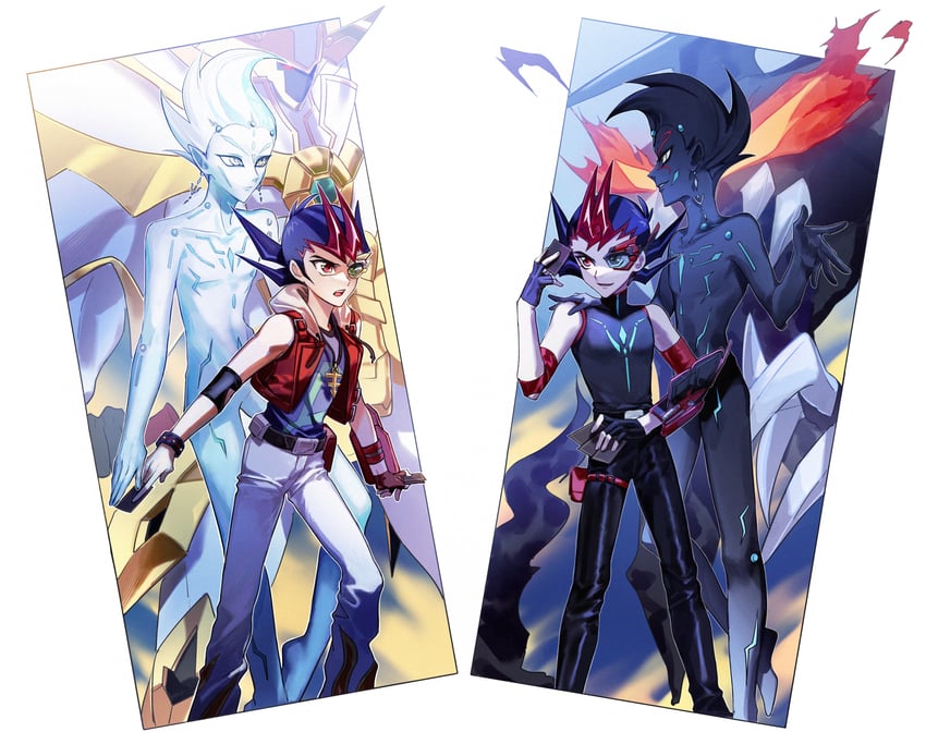 tsukumo yuma, astral, number 39 utopia, and number 96 dark mist (yu-gi-oh! and 1 more) drawn by naoki_(2rzmcaizerails6)