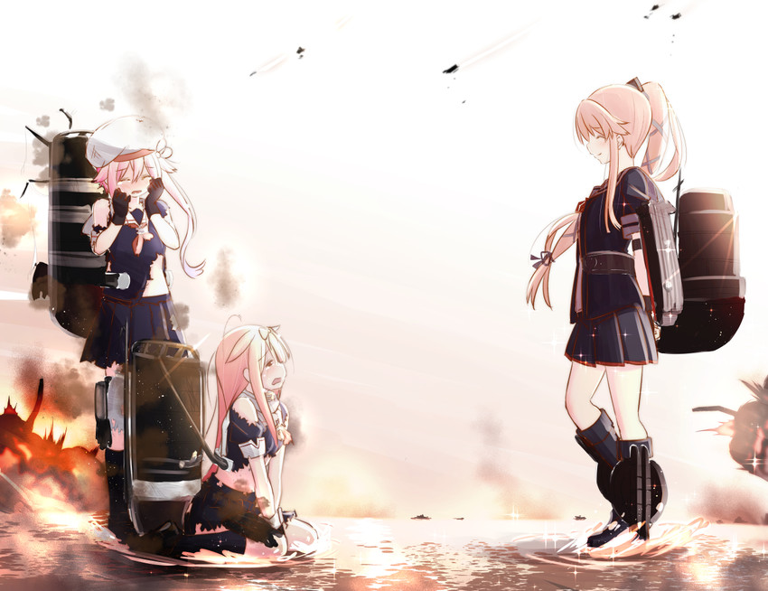 yuudachi, yuudachi kai ni, harusame, yura, and yura kai ni (kantai collection) drawn by fujisaki_yuu