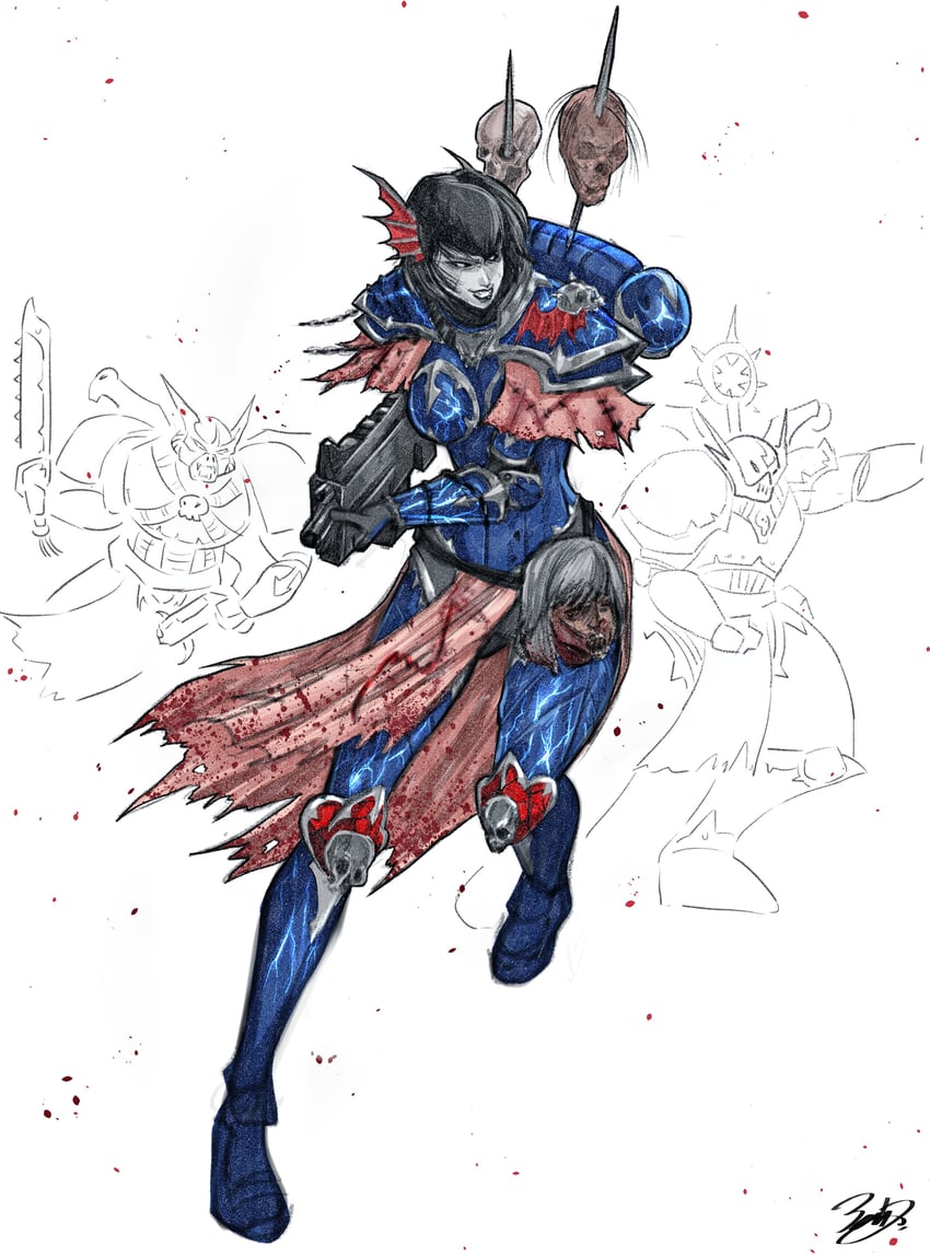 adeptus astartes and adepta sororitas (warhammer 40k) drawn by yomzz_zzz