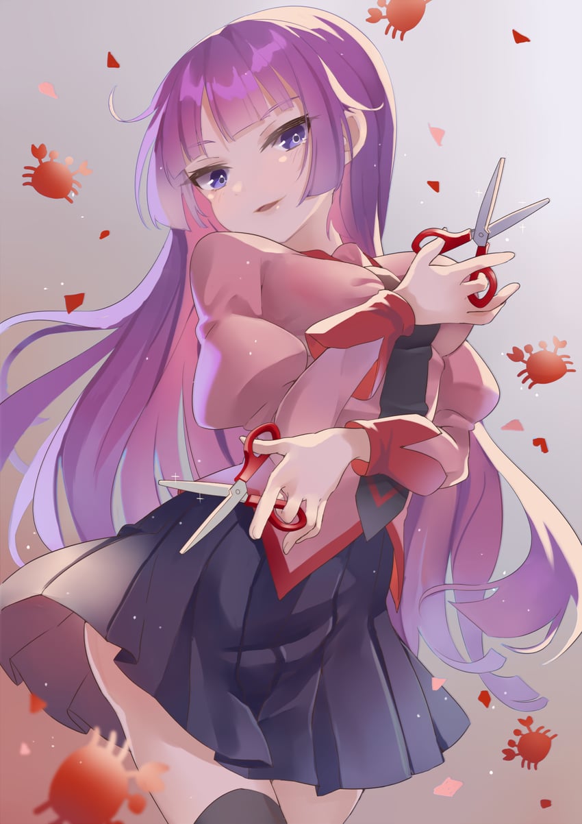 senjougahara hitagi (monogatari and 1 more) drawn by wabisuke0722