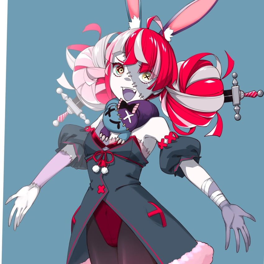 usada pekora, kureiji ollie, and udin (hololive and 1 more) drawn by tenbin_gashira