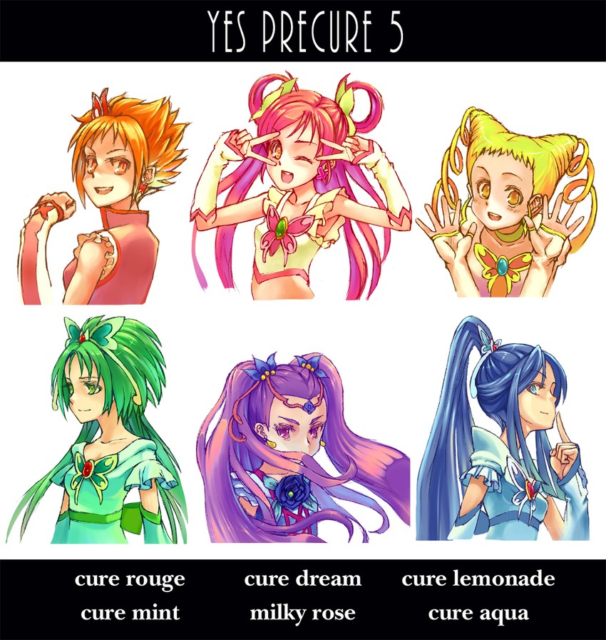 yumehara nozomi, minazuki karen, cure dream, kasugano urara, akimoto komachi, and 8 more (precure and 2 more) drawn by potepote