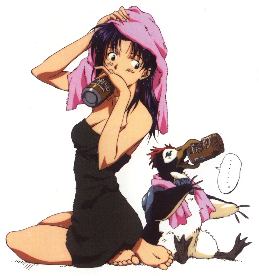 katsuragi misato and penpen (neon genesis evangelion) drawn by honda_takeshi