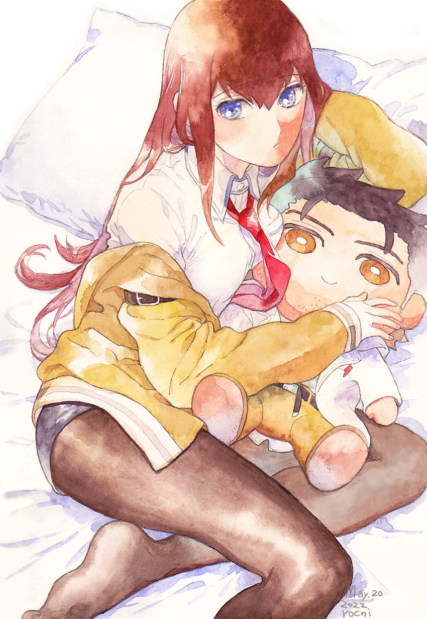 makise kurisu and okabe rintarou (steins;gate) drawn by rocni