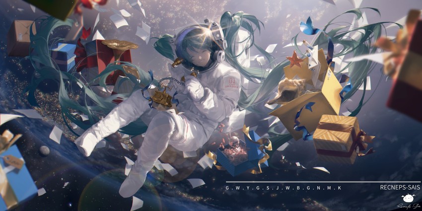 hatsune miku (vocaloid and 1 more) drawn by spencer_sais