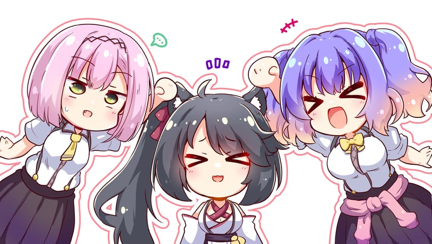 kohibari kurumi, tanikaze amane, and hoshikawa kaguya (tenshi souzou re-boot!) drawn by hakutocake