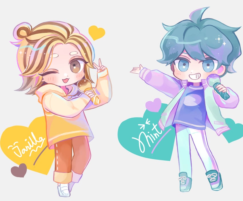 spearmint cookie and choco banana cookie (cookie run and 1 more) drawn by mamimumemo