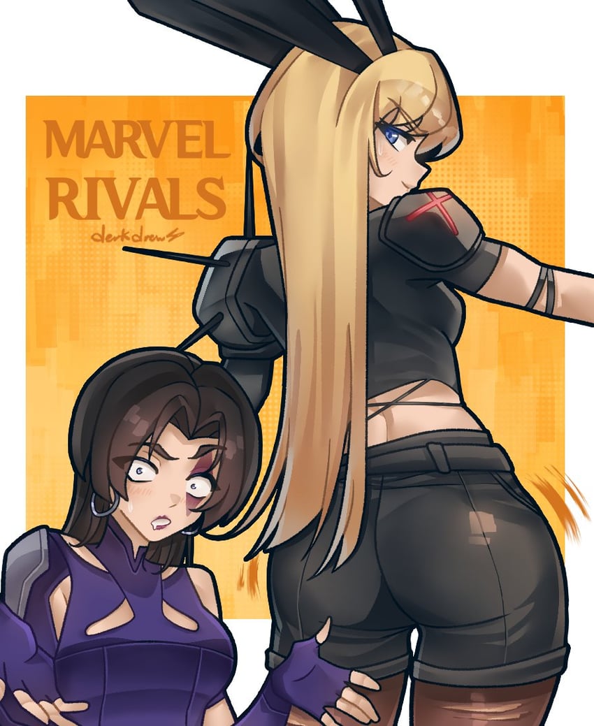 psylocke and magik (marvel and 2 more) drawn by derkdrew124