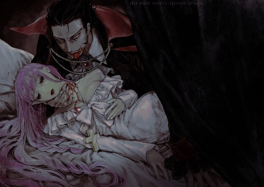 perona and dracule mihawk (one piece) drawn by haebo_(haebo)