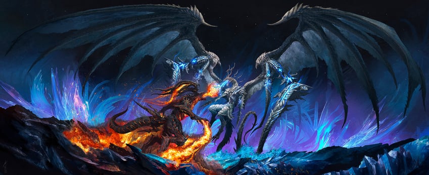 bahamut and ifrit (final fantasy and 2 more) drawn by ninois