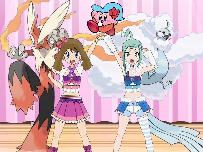 kirby, may, altaria, blaziken, lisia, and 2 more (pokemon and 3 more)