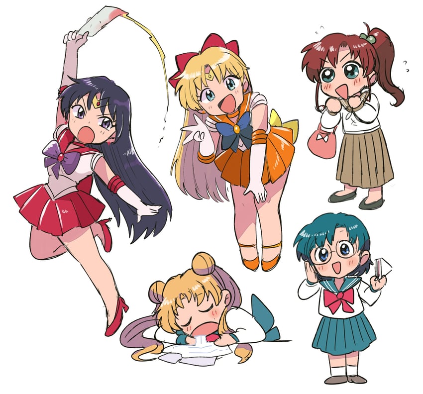 tsukino usagi, mizuno ami, aino minako, hino rei, kino makoto, and 2 more (bishoujo senshi sailor moon) drawn by tsubobot