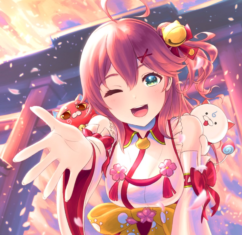 sakura miko, 35p, and kintoki (hololive) drawn by panjamunoname_(nononanameme)
