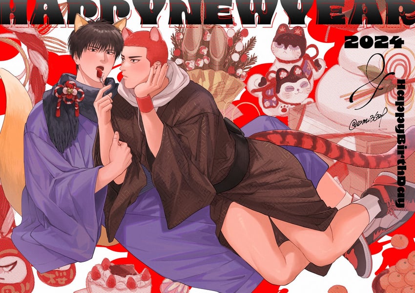 sakuragi hanamichi and rukawa kaede (slam dunk) drawn by om3632f