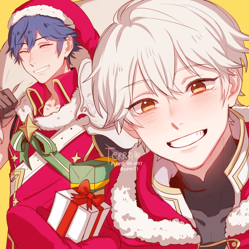 chrom and male robin (fire emblem and 2 more) drawn by tecchi_kun