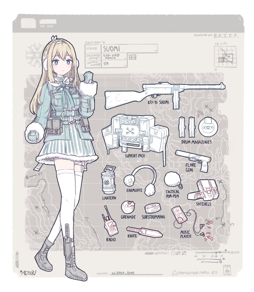 suomi (girls' frontline and 1 more) drawn by aeorichan